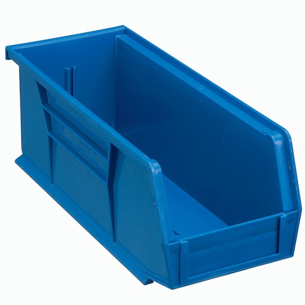 Global Industrial Hang & Stack Storage Bin, Plastic, Blue, 4 in H